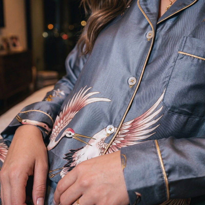 Camicia da notte in seta con spacco laterale sensuale