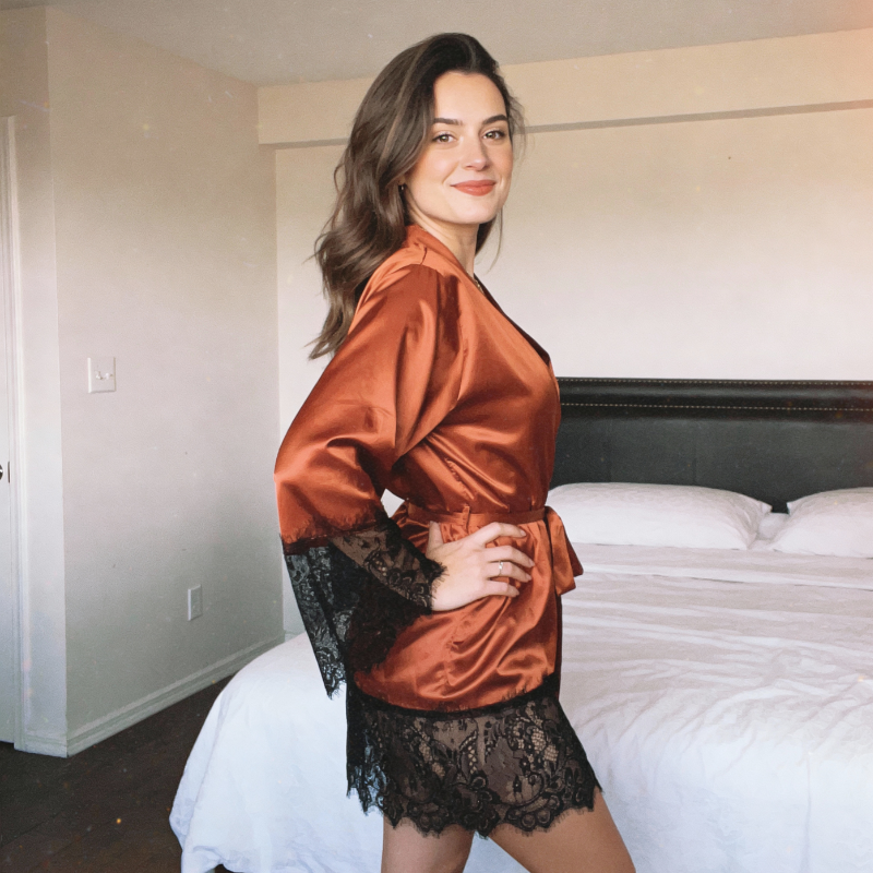 Silk Robe Lace Trimmed Night Luxe