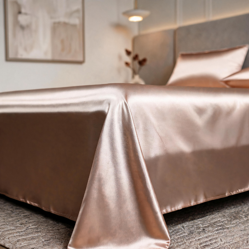 Kit satin de luxe avec drap élastique et taies d'oreiller doubles
