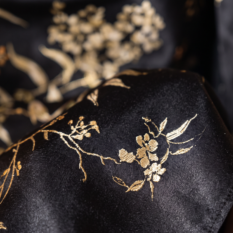 Silky Nightgown Kimono Set Embroidery