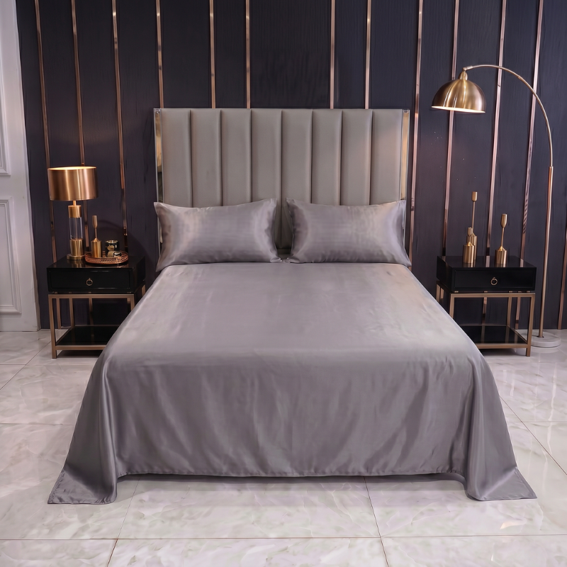 Deluxe Satin Kit with Elastic Sheet and Double Pillowcases