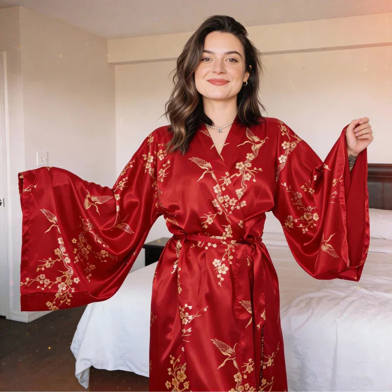 Robe en soie à imprimé floral avec ceinture