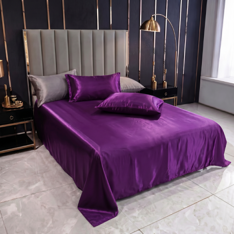 Kit satin de luxe avec drap élastique et taies d'oreiller doubles