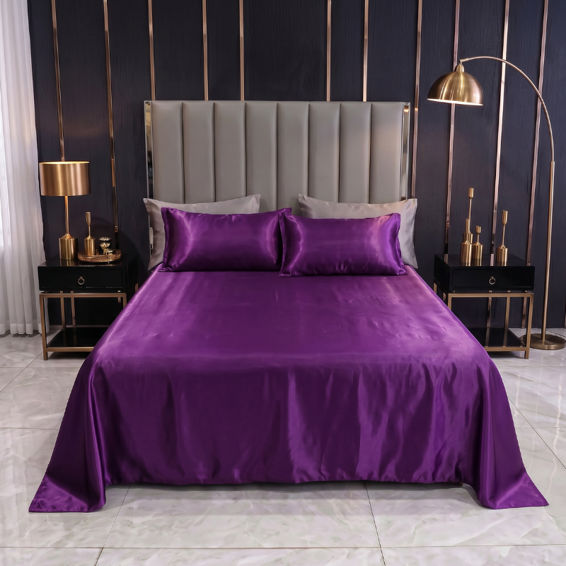 Kit satin de luxe avec drap élastique et taies d'oreiller doubles