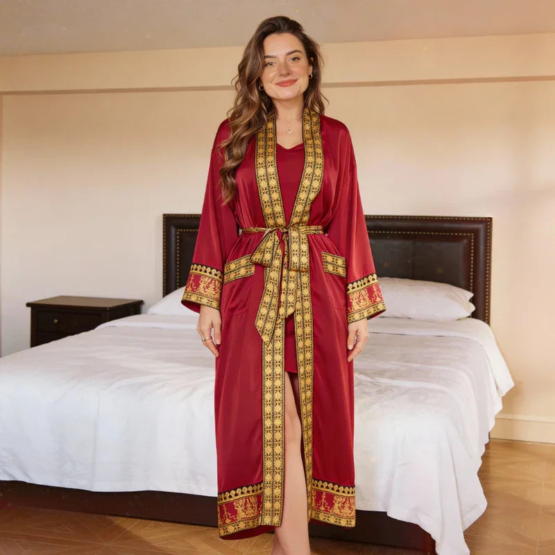 Robe en soie à imprimé floral avec ceinture