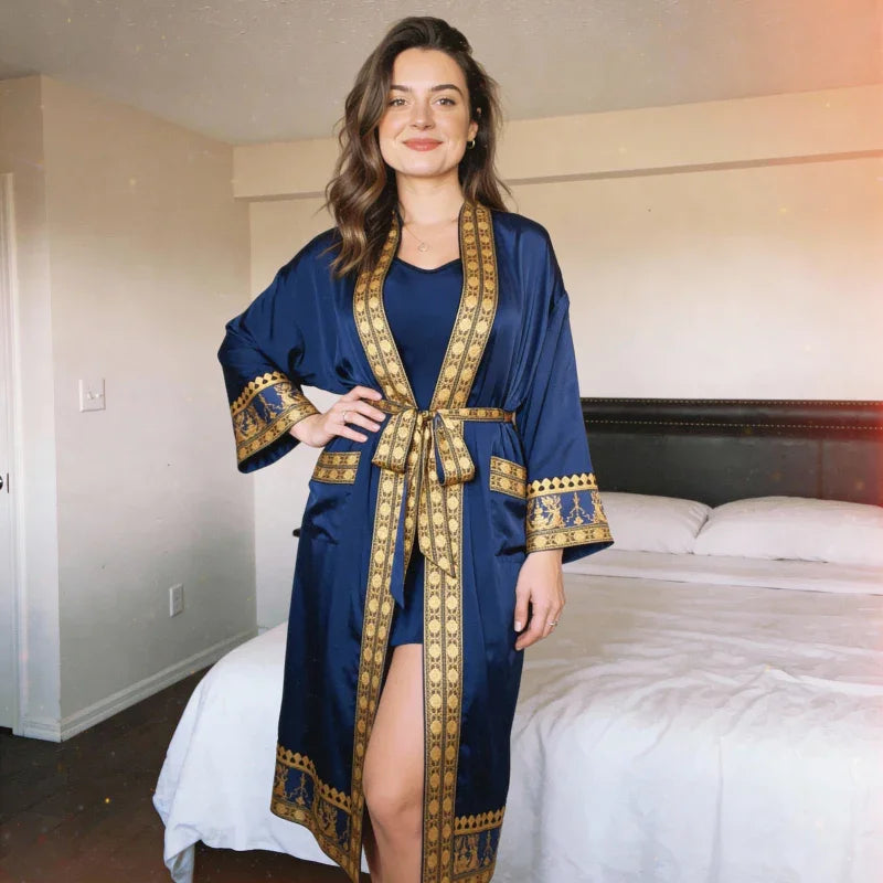 Robe en soie à imprimé floral avec ceinture