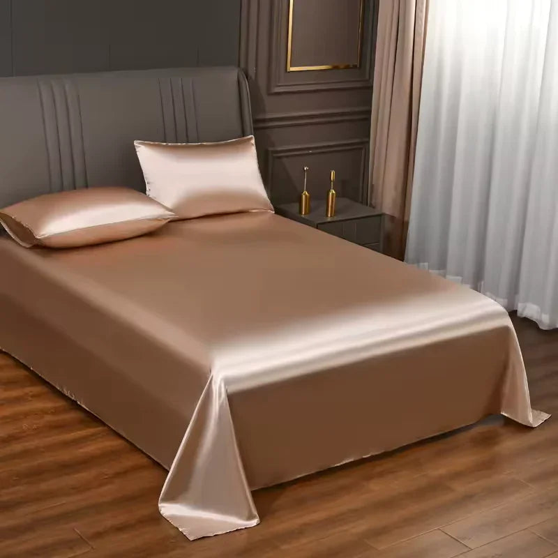 Deluxe Satin Kit with Elastic Sheet and Double Pillowcases