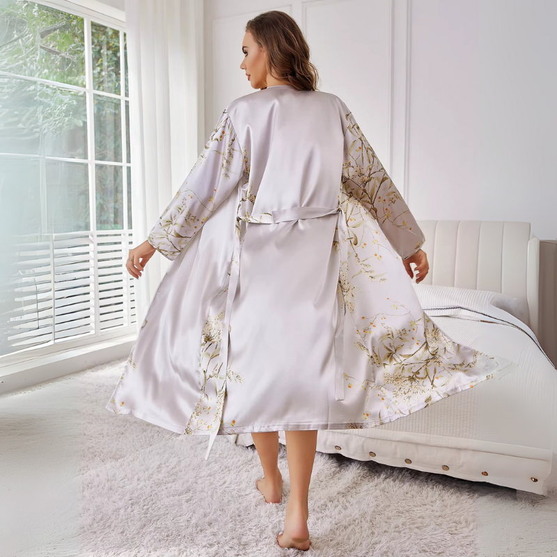 Silk Nightgown Golden Whisper Kimono
