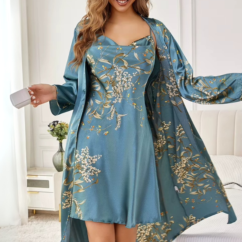 Silk Nightgown Golden Whisper Kimono