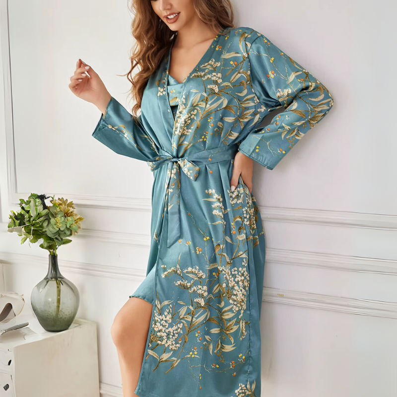 Silk Nightgown Golden Whisper Kimono