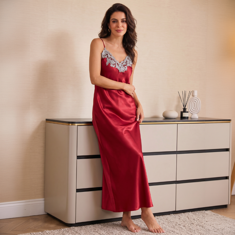 Scarlet Lace Maxi Nightgown