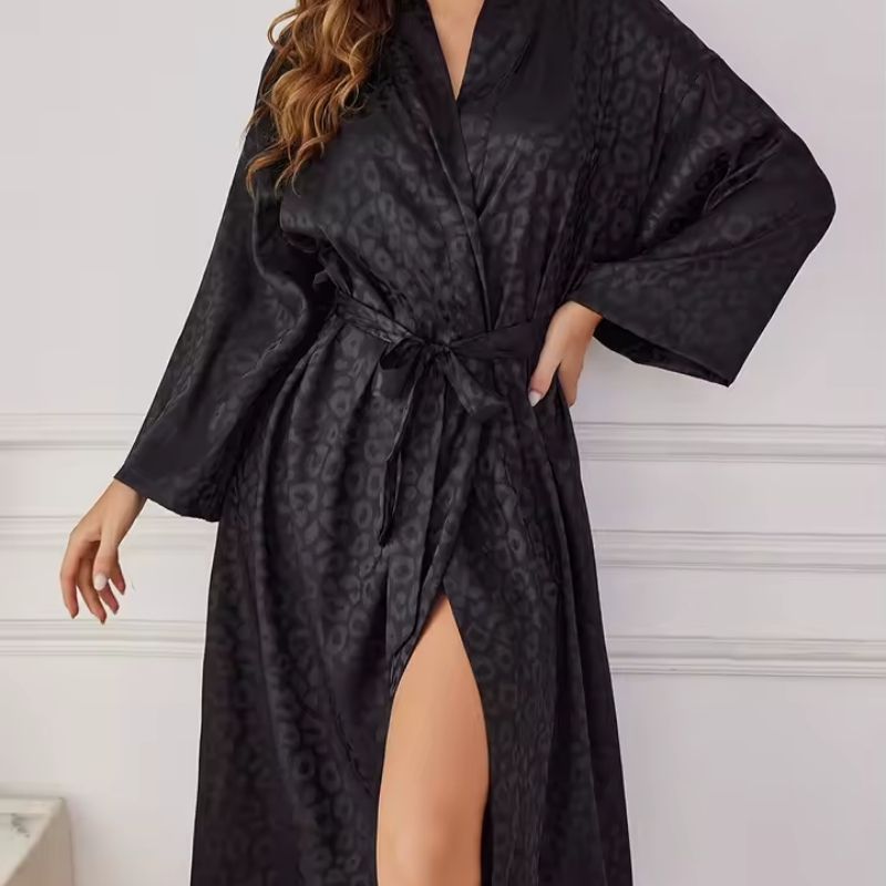 Silk Robe Full Sleeve Tie Waist