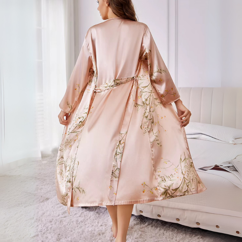 Silk Nightgown Golden Whisper Kimono