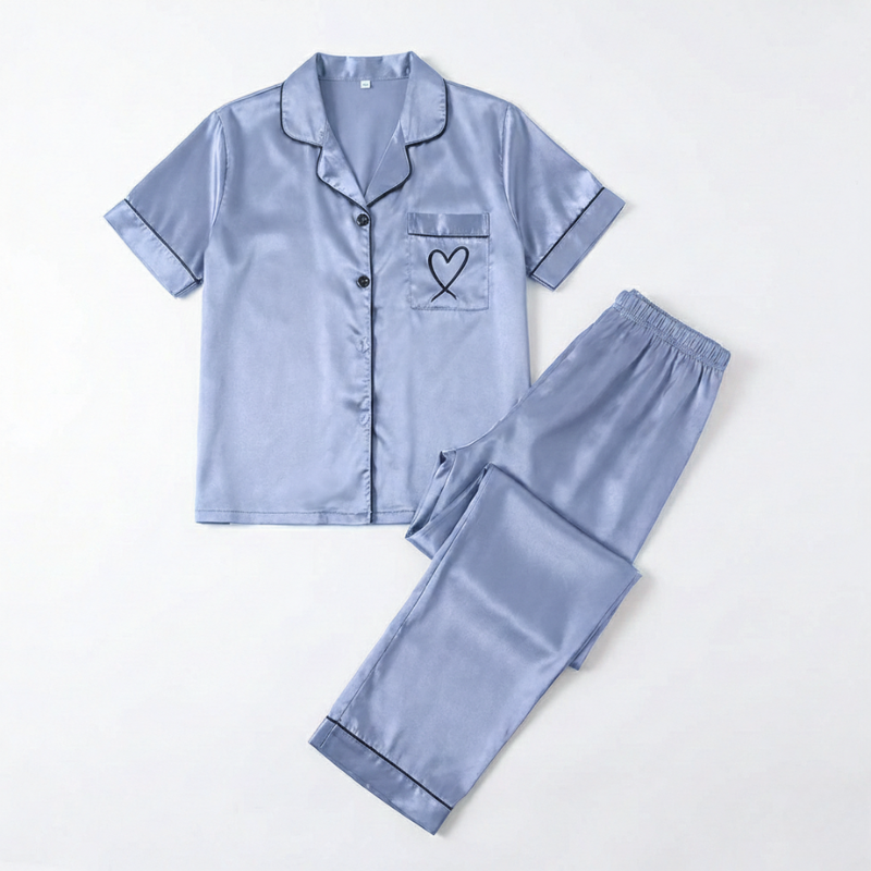 Silk Pajama Set Full Sleeve Relax Set
