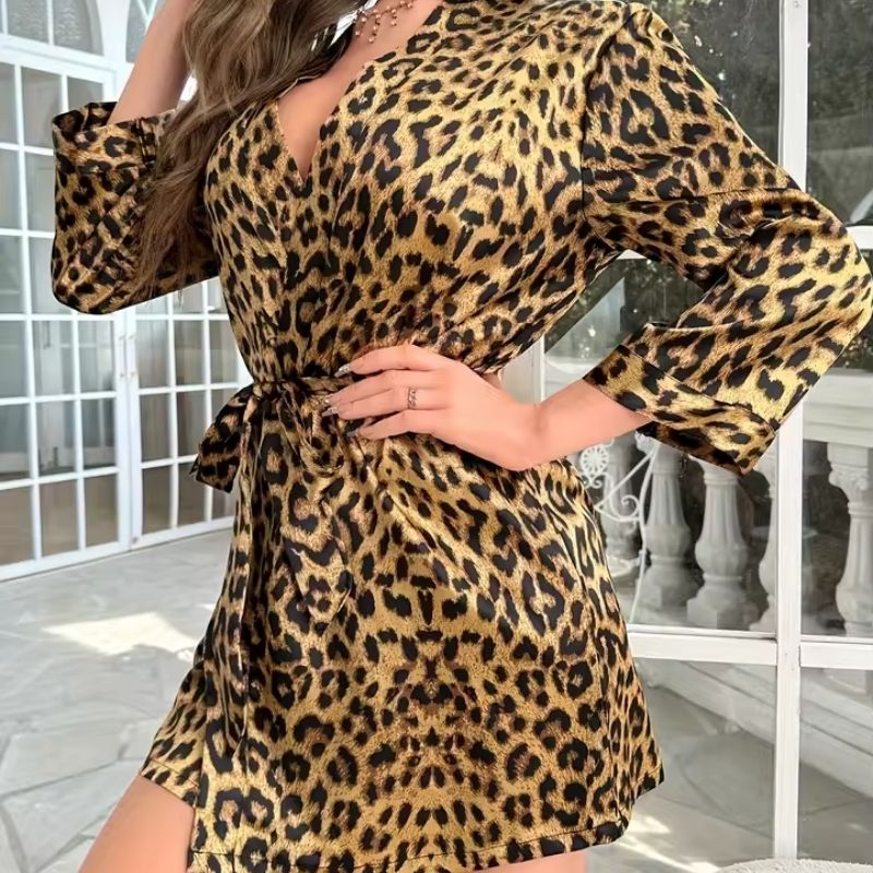 Silk Robe Wild Print Glam Touch