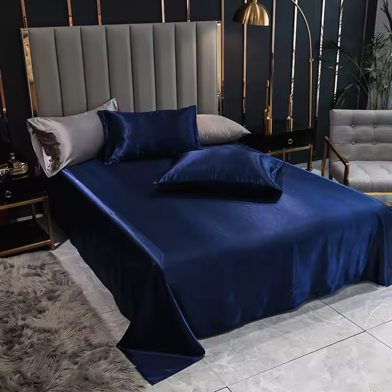 Deluxe Satin Kit with Elastic Sheet and Double Pillowcases