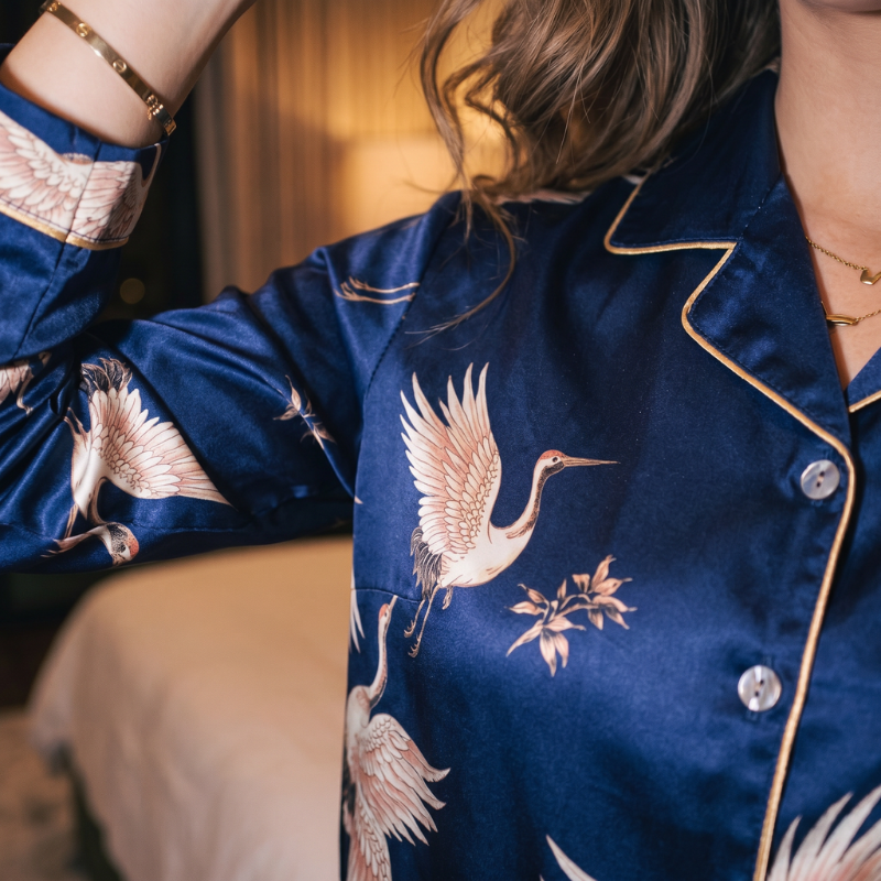 Camicia da notte in seta con spacco laterale sensuale