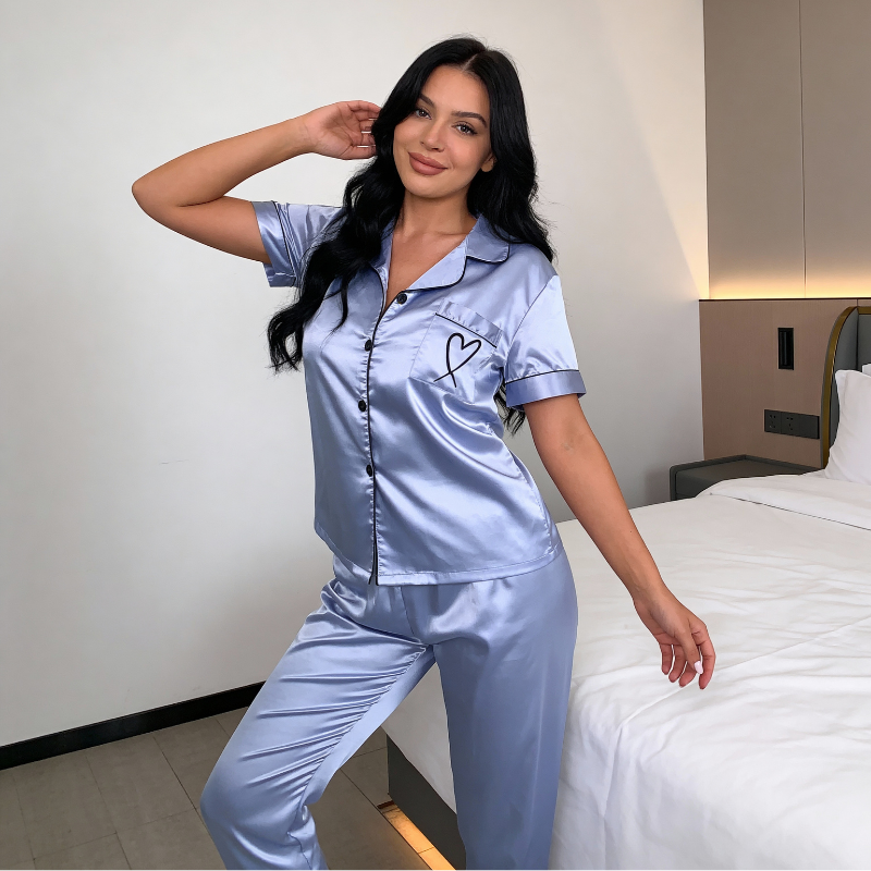 Silk Pajama Set Full Sleeve Relax Set