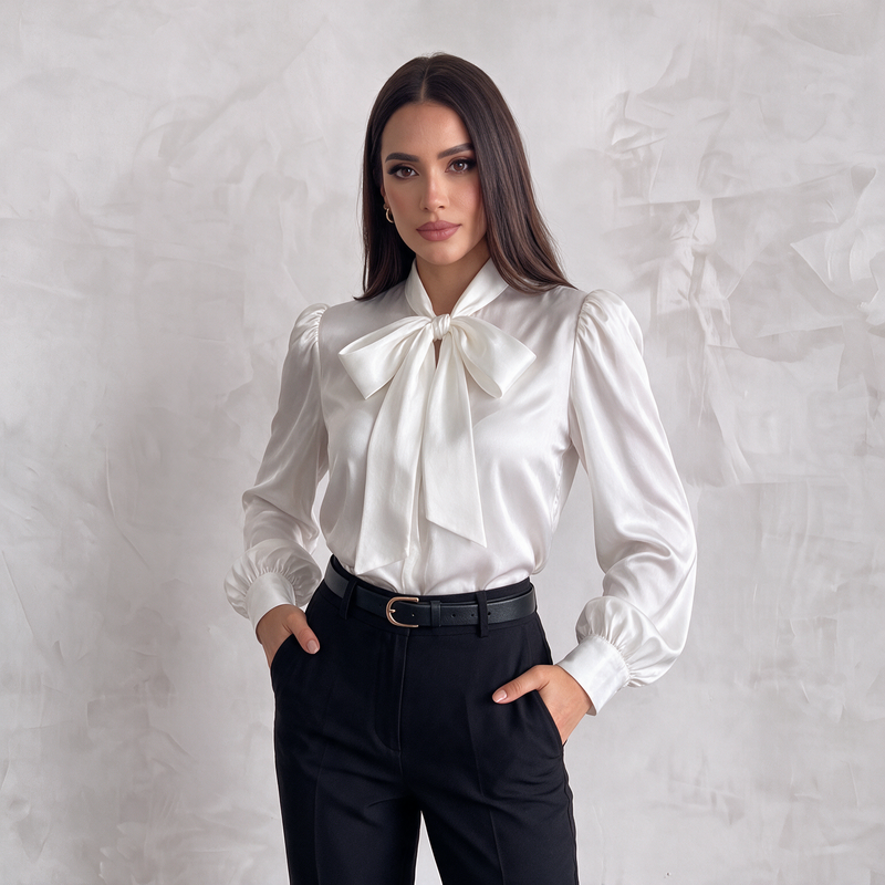 Silky Bow Collar Blouse