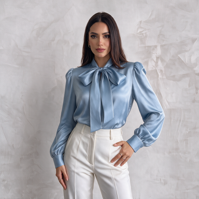 Silky Bow Collar Blouse