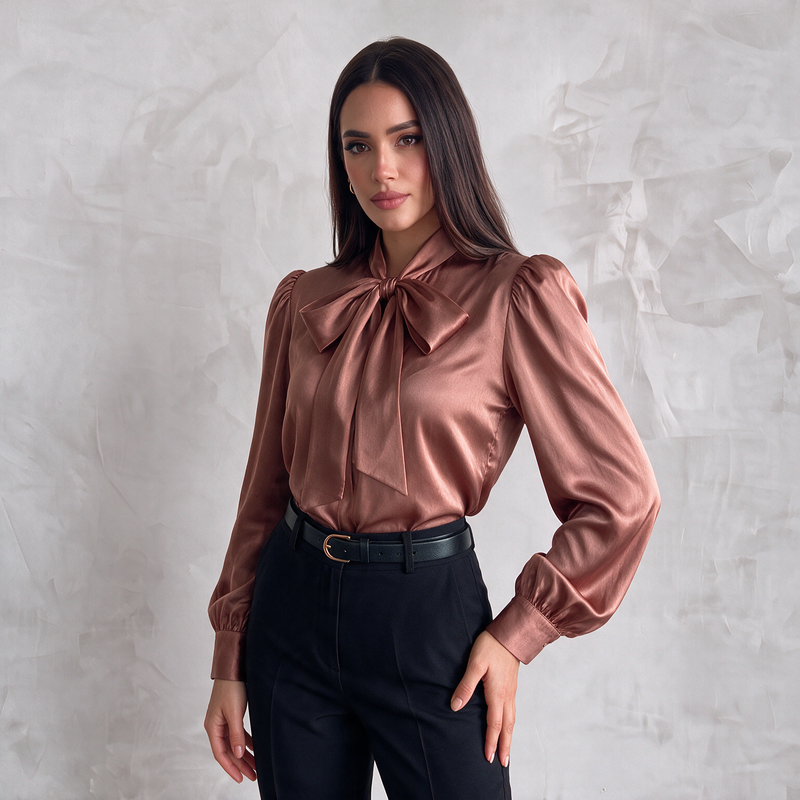 Silky Bow Collar Blouse