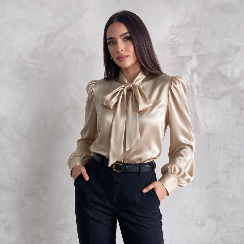 Silky Bow Collar Blouse