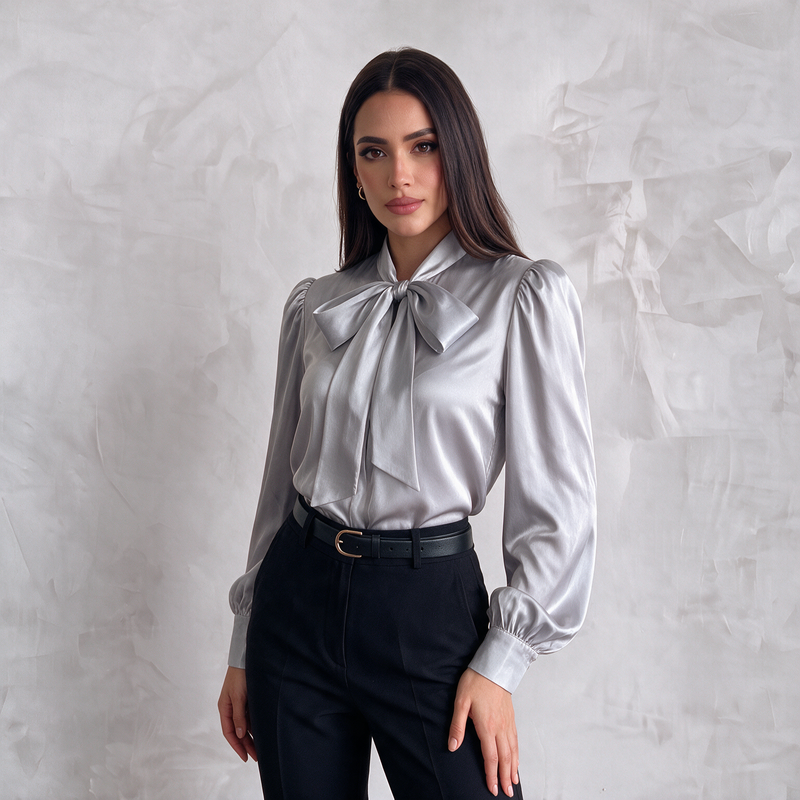 Silky Bow Collar Blouse
