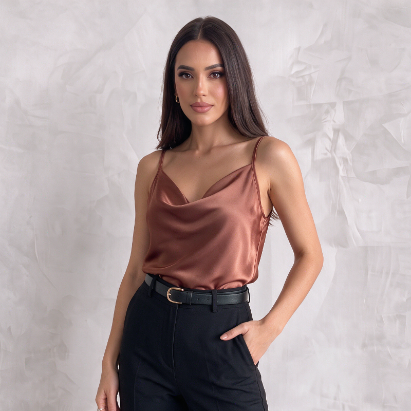 Silky Cowl Neck Camisole Top