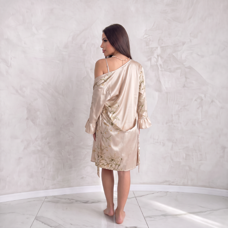 Chemise de nuit en soie Kimono Golden Whisper