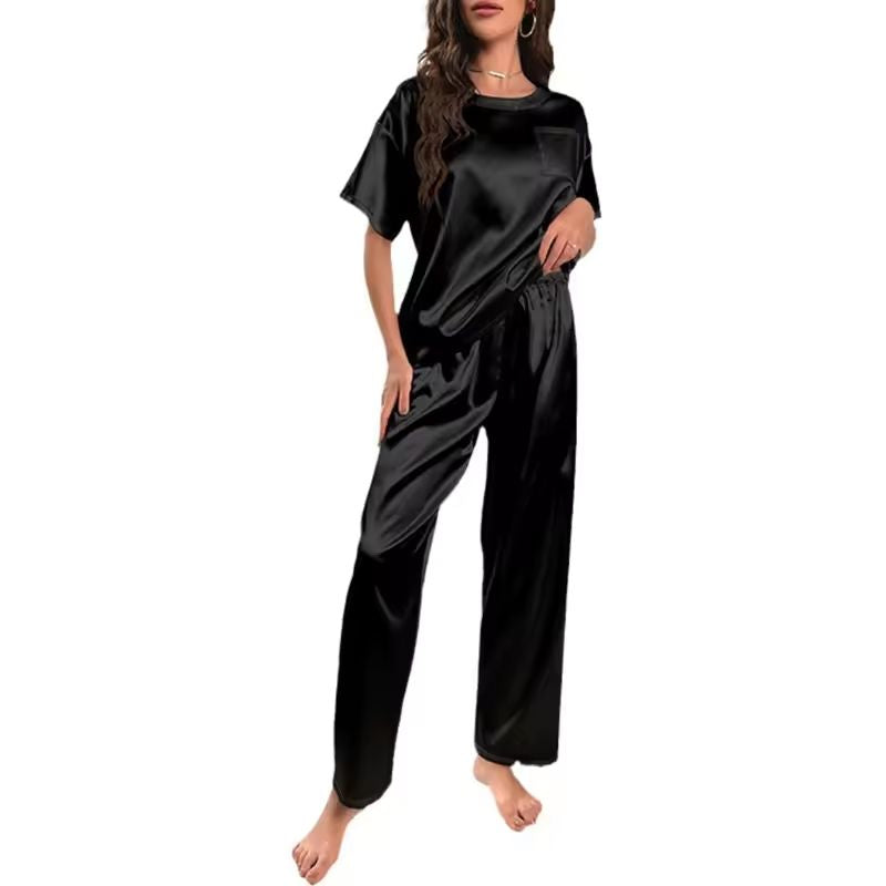 Silk Pajama Set Loose Tee & Pants