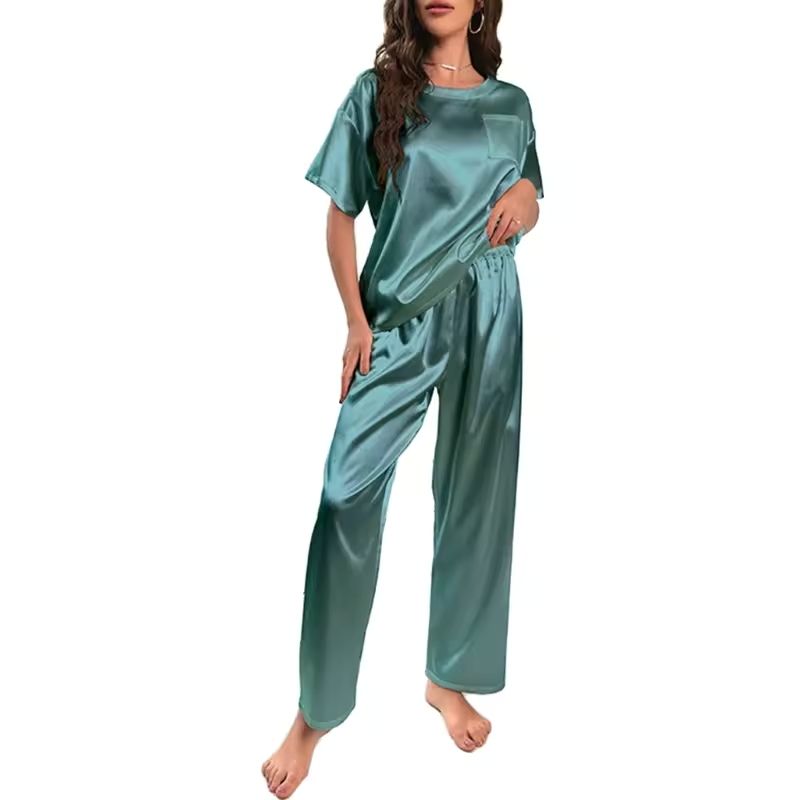Silk Pajama Set Loose Tee & Pants