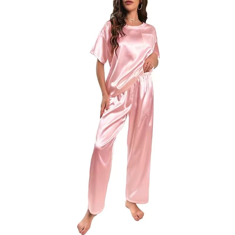 Silk Pajama Set Loose Tee & Pants