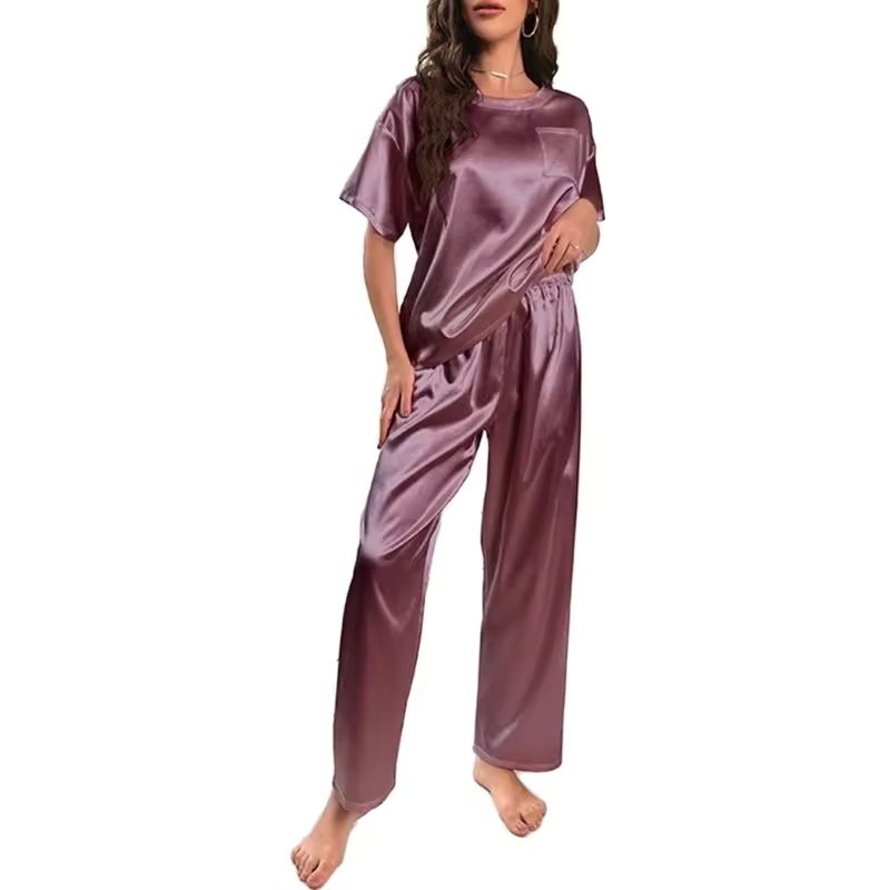 Silk Pajama Set Loose Tee & Pants