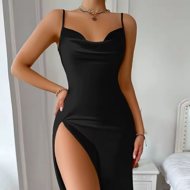 Silk Dress Side Slit Mini