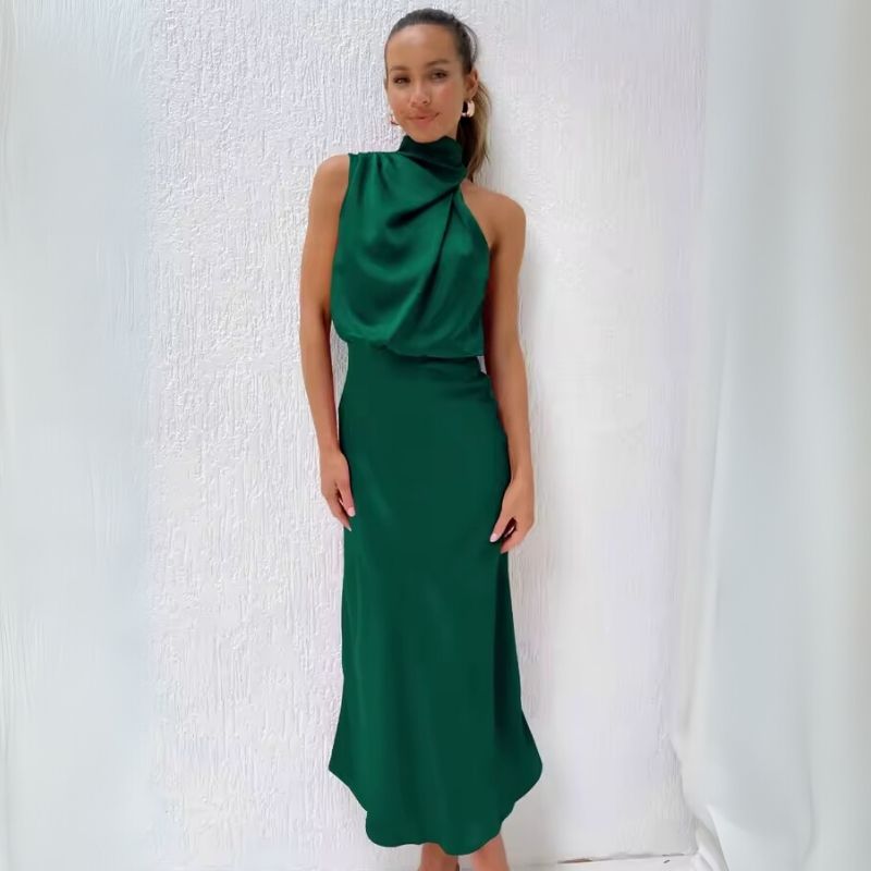 Silk Dress Midi Casual Lounge