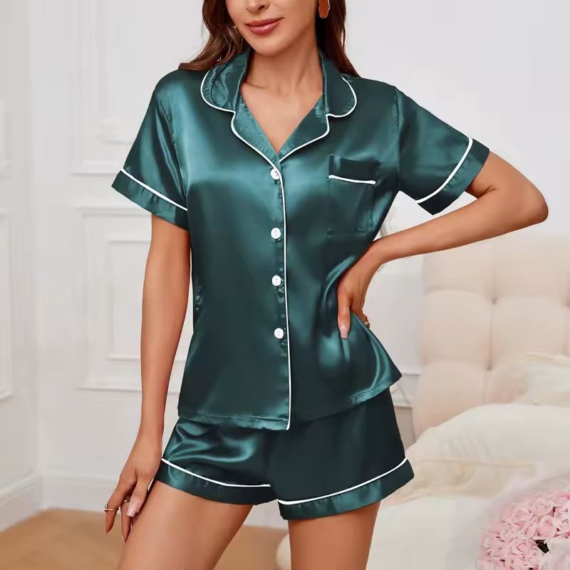 Silk Babydoll Short Sleeve Button Set