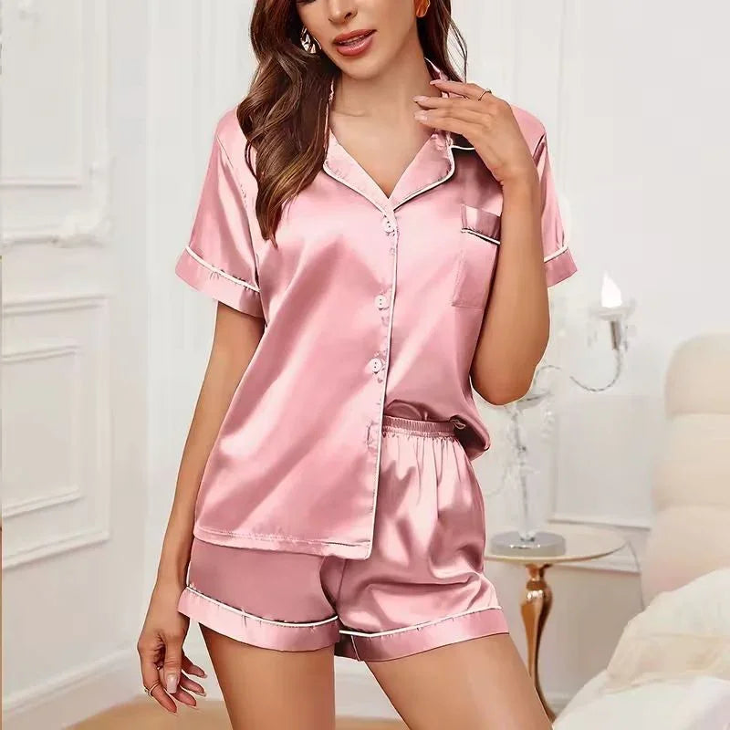 Zijden babydoll met korte mouwen en knoopjes