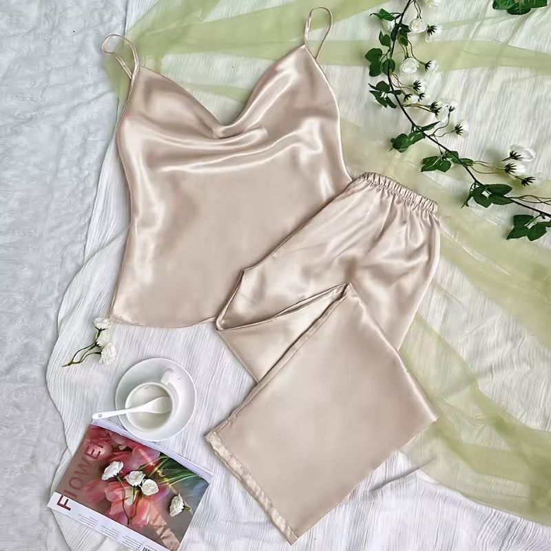 Silk Pajama Set Relaxed Fit Cami & Pants