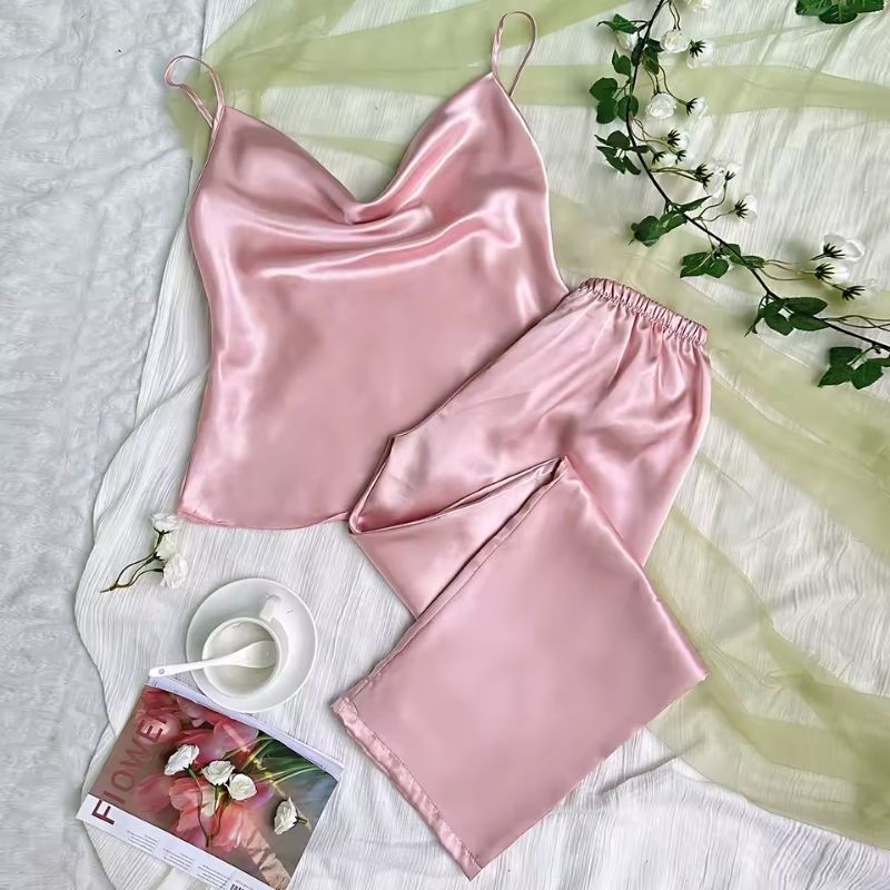 Silk Pajama Set Relaxed Fit Cami & Pants
