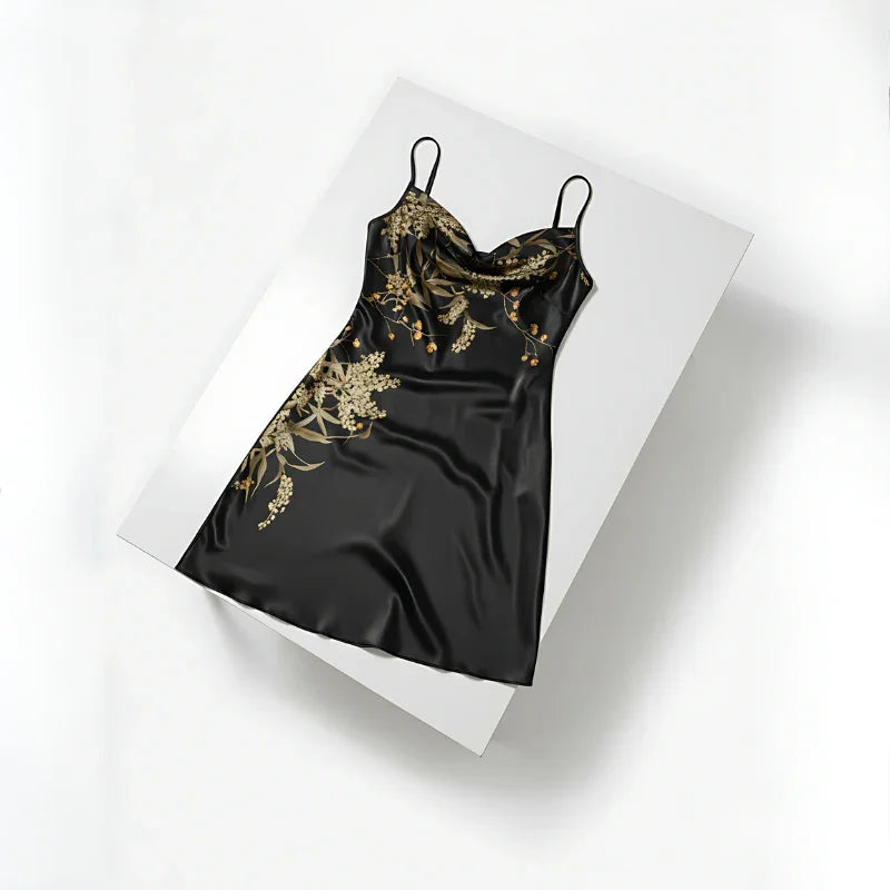 Camisón de seda con estampado barroco de largo medio