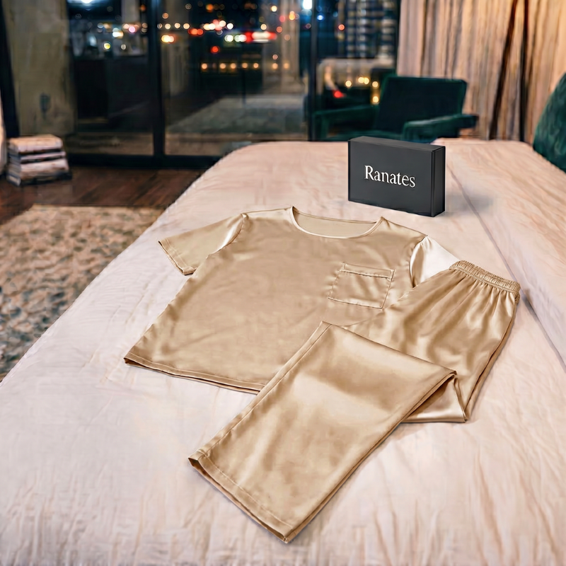 Silky Loose Tee & Pants Long Pajama Set