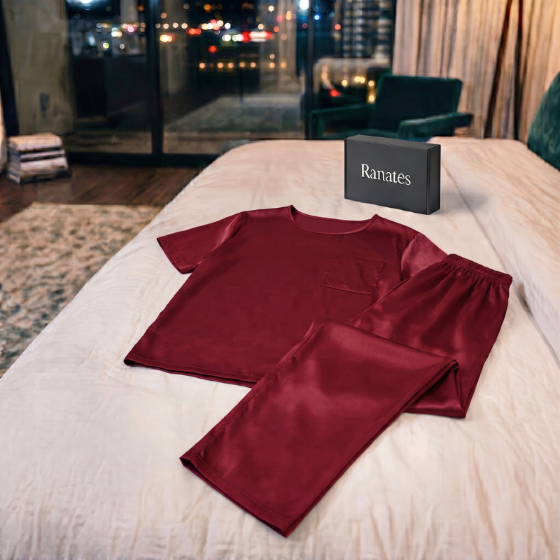 Silky Loose Tee & Pants Long Pajama Set