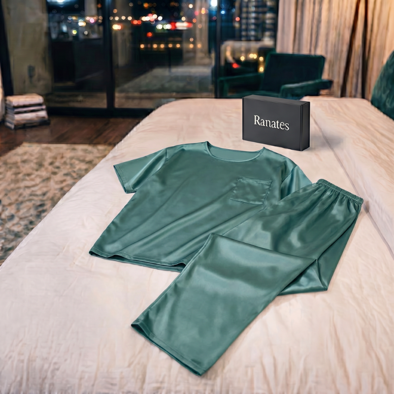 Silky Loose Tee & Pants Long Pajama Set