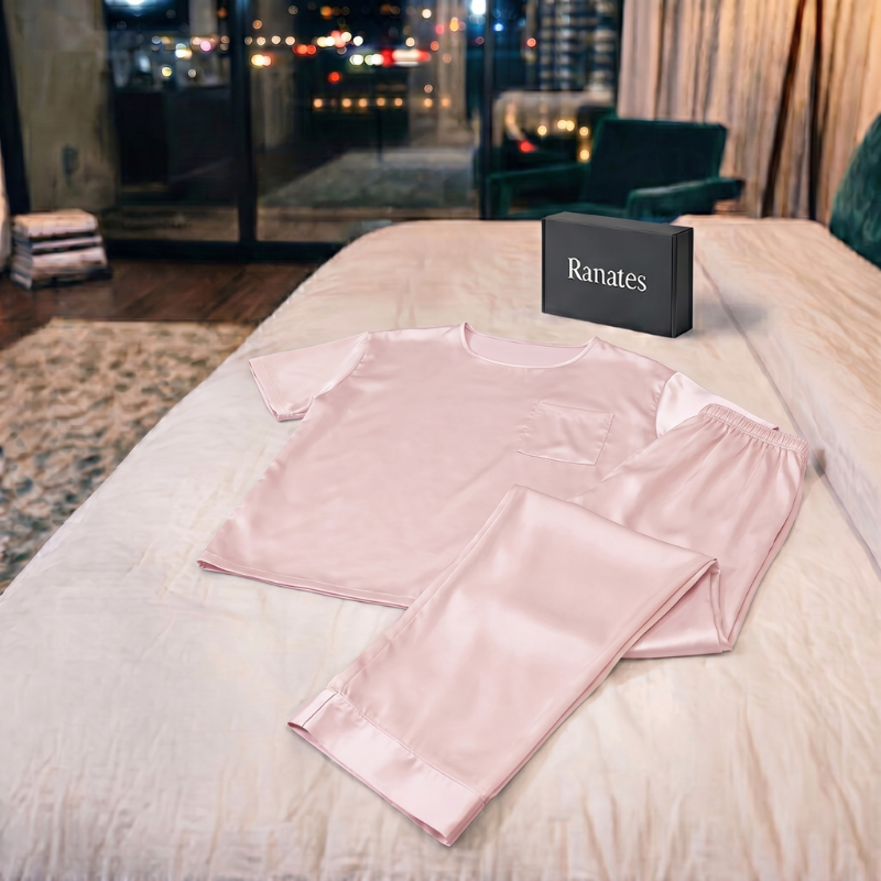 Silky Loose Tee & Pants Long Pajama Set