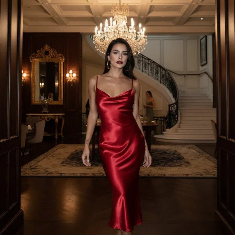 Vestido de seda sencillo de corte relajado