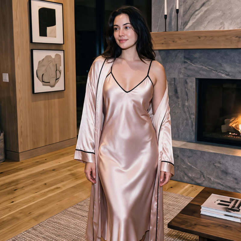 Robe portefeuille en soie coupe décontractée