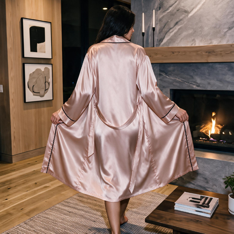 Robe portefeuille en soie coupe décontractée