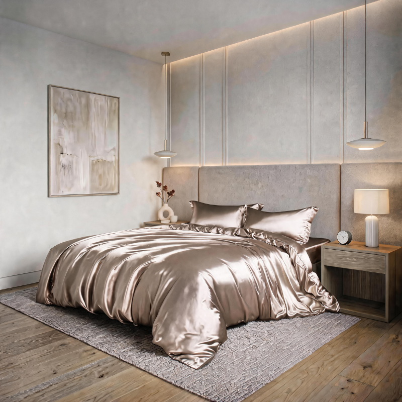 Ensemble King Satin avec drapé liquide et finition brillante 