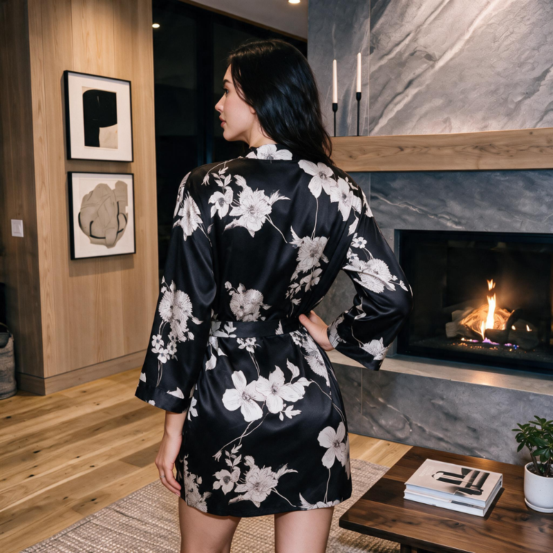 Robe en soie avec accents floraux doux