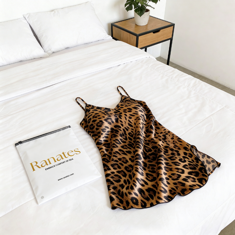 Camisón de seda con cuello en V y tacto salvaje